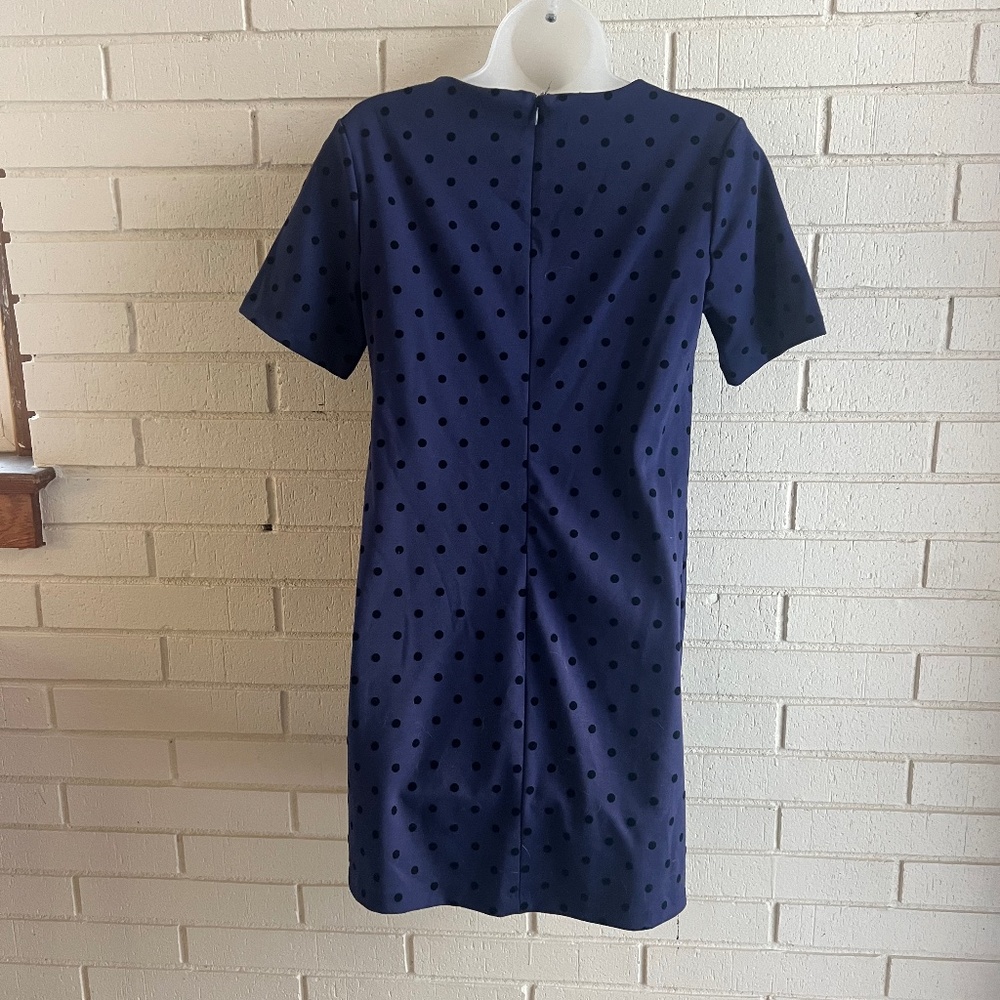 XS Navy Velvet Polka Dot Dress